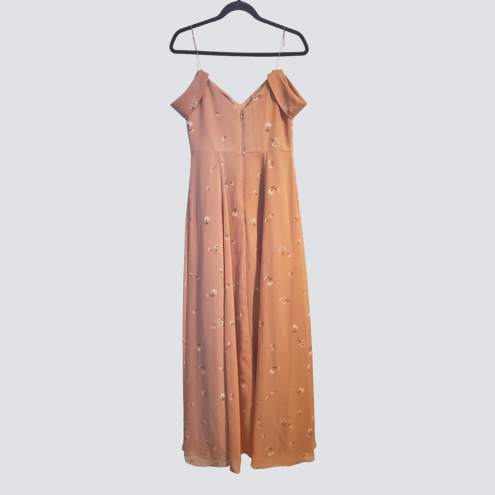Jenny Yoo Peach Blush Bridesmaids Maxi Dress with slit Size 6